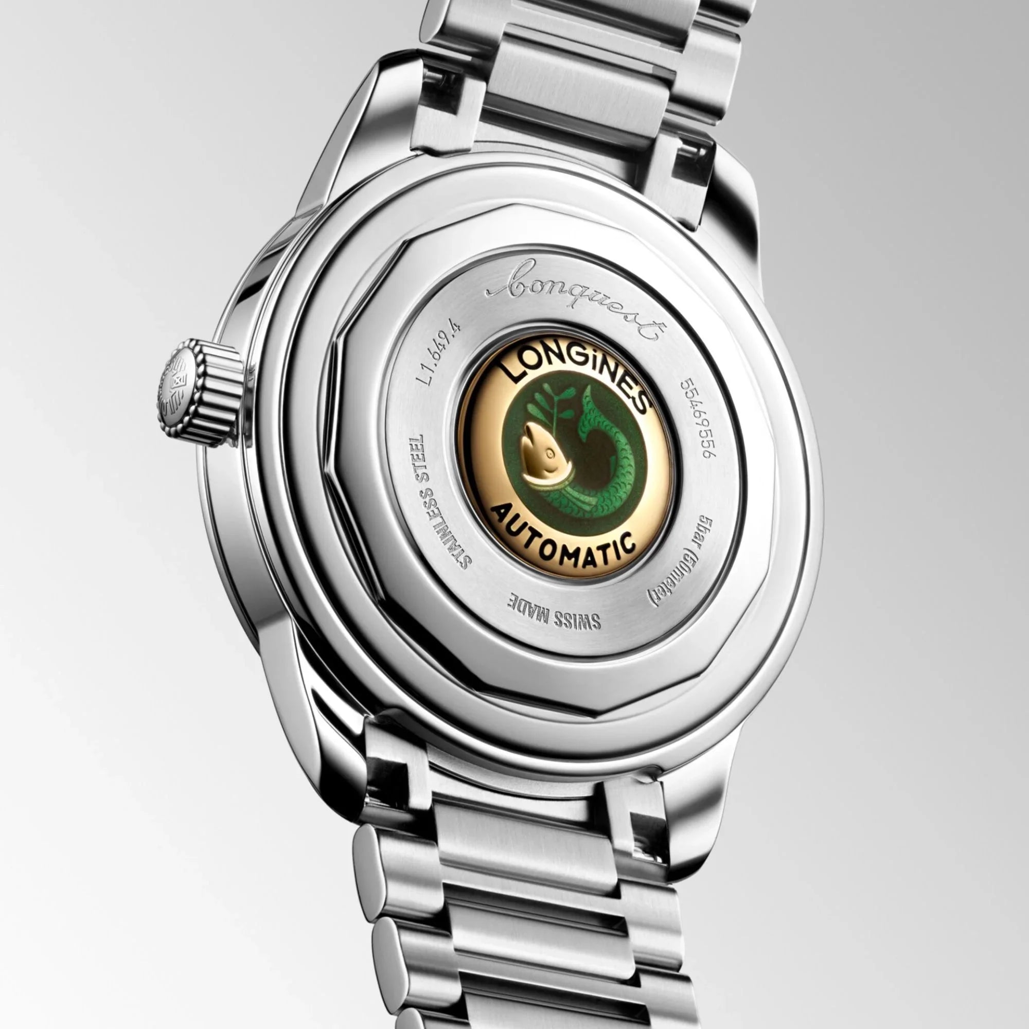 Reloj automático Longines Conquest Heritage, esfera plateada, brazalete de acero, 38 mm