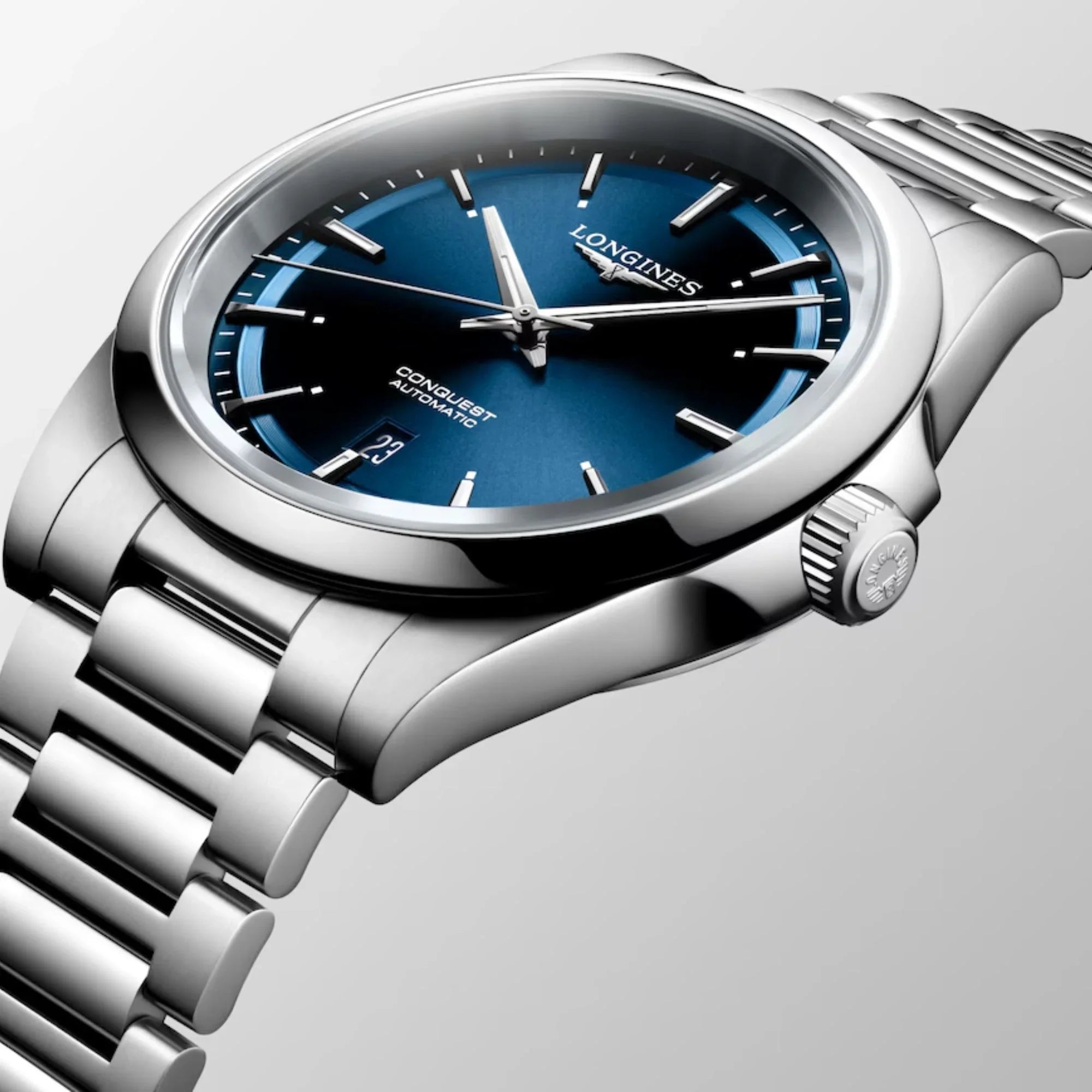 Reloj automático Longines Conquest 2023 esfera azul brazalete de acero 41 mm