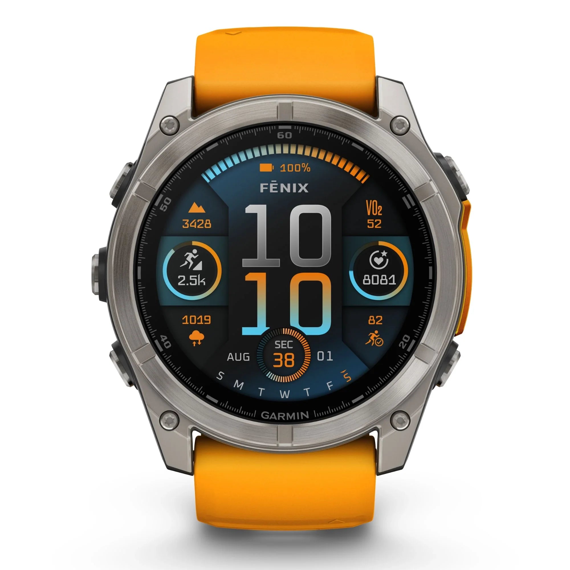 Reloj Garmin Fenix 8 AMOLED Zafiro Titanio Correa de titanio color naranja-grafito 51 mm