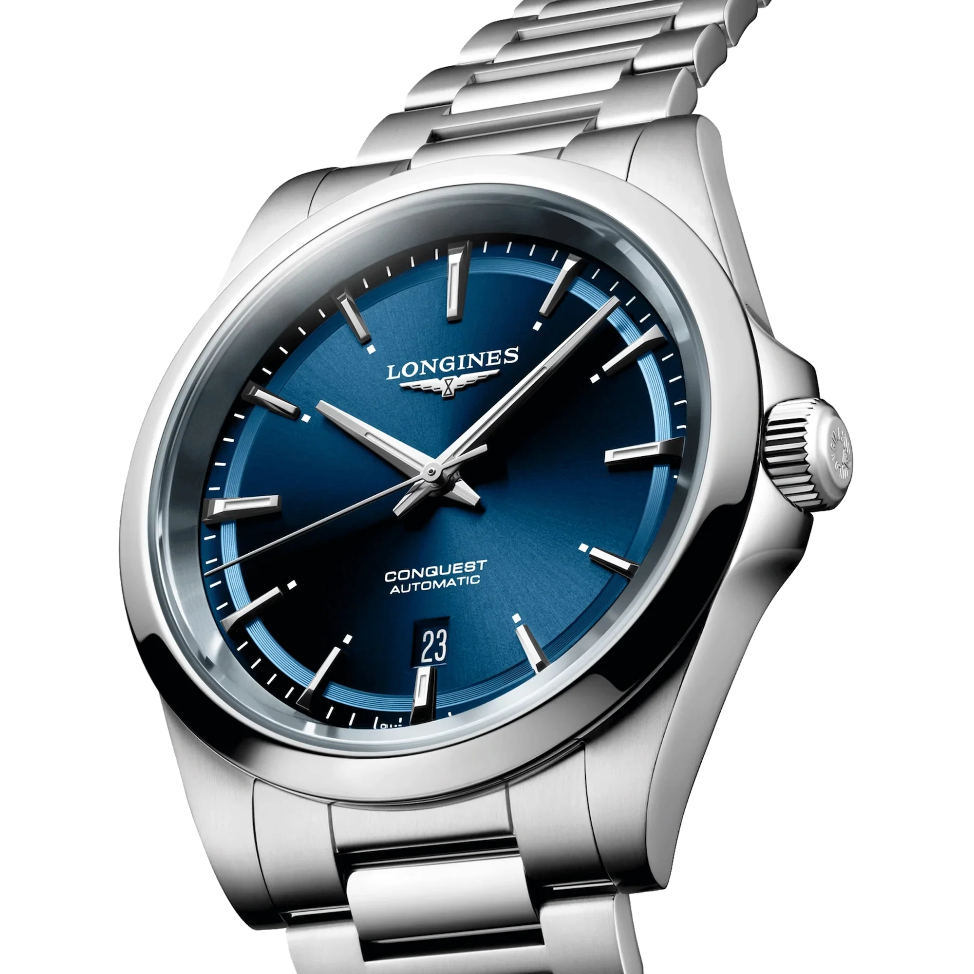 Reloj automático Longines Conquest 2023 esfera azul brazalete de acero 41 mm
