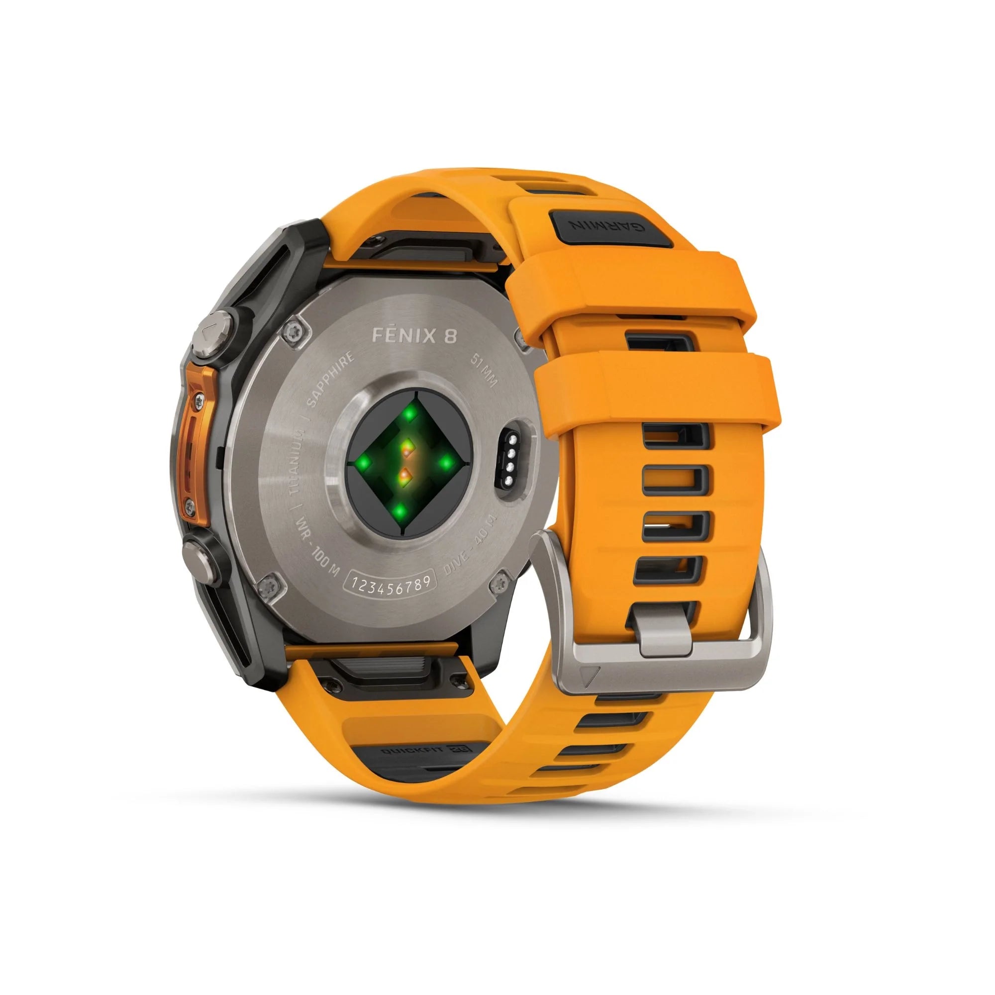 Reloj Garmin Fenix 8 AMOLED Zafiro Titanio Correa de titanio color naranja-grafito 51 mm