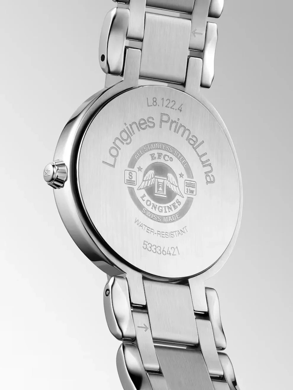 Reloj Longines Primaluna de acero inoxidable con cristal de zafiro y movimiento automático